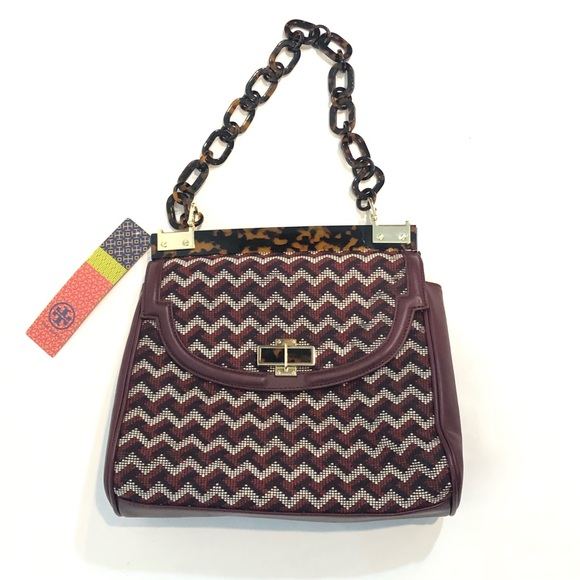 Tory Burch Handbags - Tory Burch Leather Handbag Tortoise Resin Chain